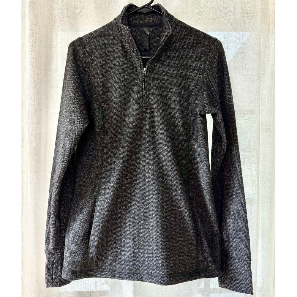 KYODAN Size M 1/4-Zip Alpine Sweater Sweatshirt Double Brushed Black Gray